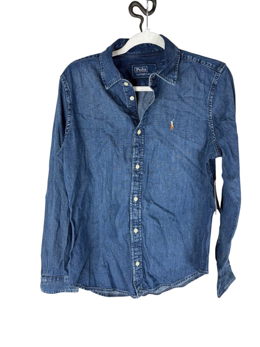 Polo Ralph Lauren Denim Shirt Button Long Sleeve Western Preppy Fall Winter 8